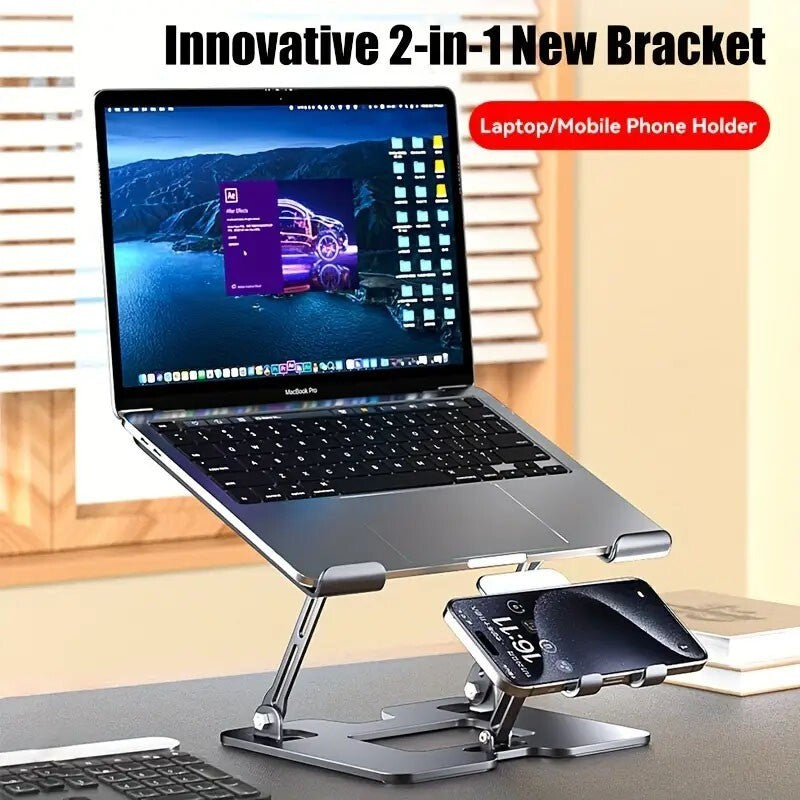 2 In 1 Steel Laptop Stand and Phone Holder